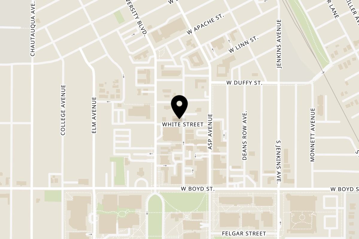 Map showing the location of Mickey'z Corner on 323 White St in Norman